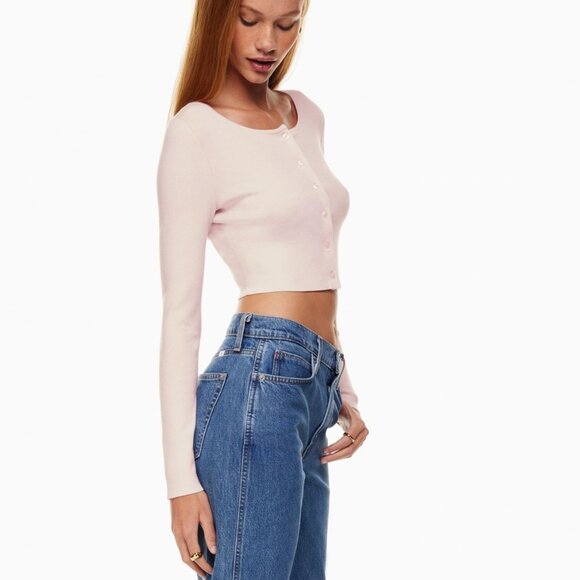 NWOT Aritzia/Sunday Best Izzy Cropped Cardigan in Cognac Brown, Size S - Picture 4 of 9